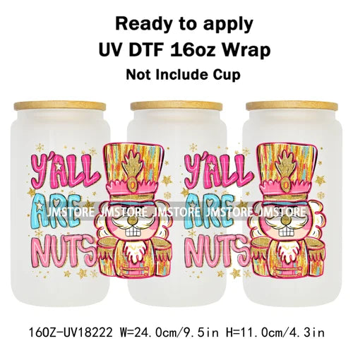 Holly Jolly Christmas Jesus Christian UV DTF Stickers Ready To Apply Cup Wrap Custom Labels DIY Craft For Libbey Glass Can Mugs