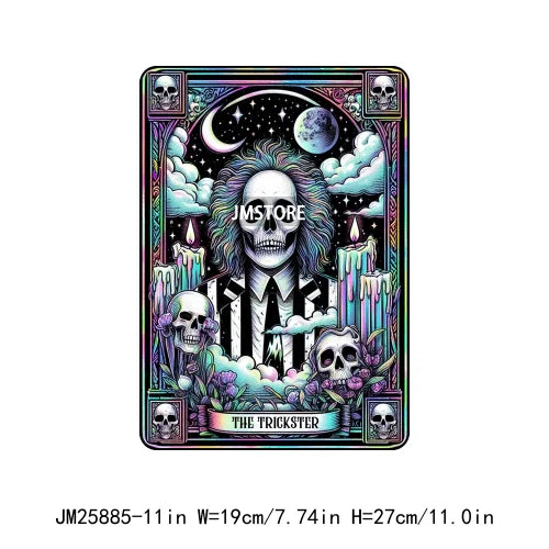 Spooky Horror Halloween Designs Killer King Ghost Death Tarot Card DTF Iron On Transfer Stickers Ready To Press For T-shirt Bags