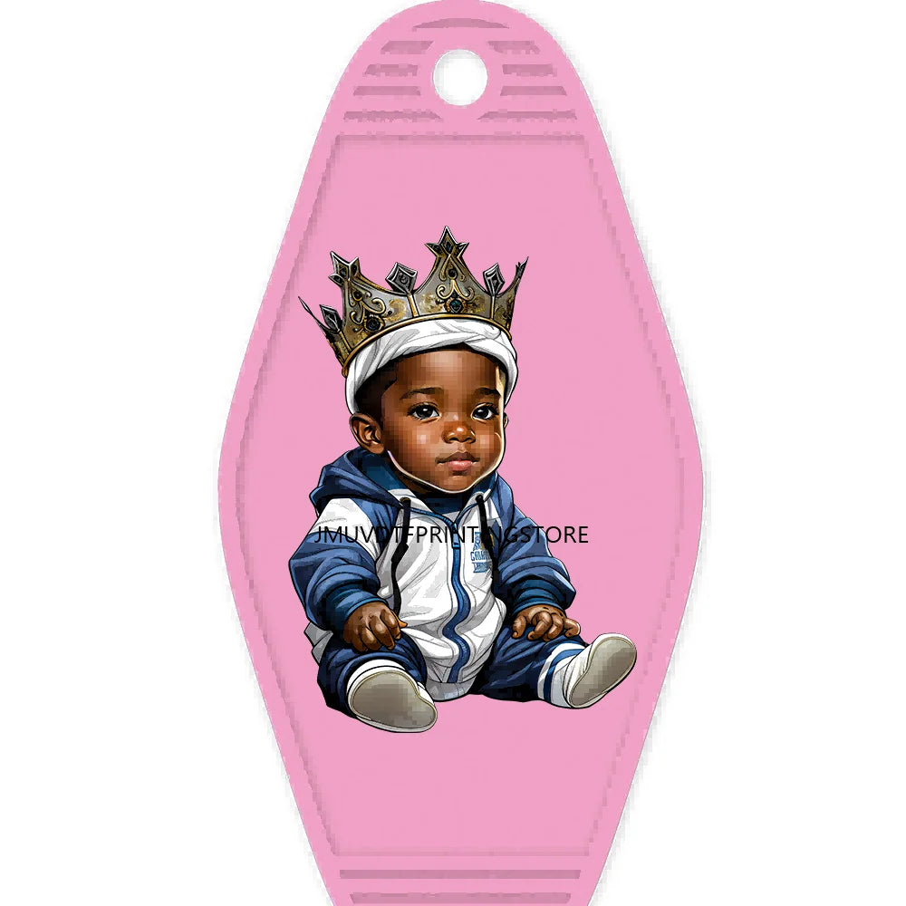 Cool Afro Boy Prince Magic High Quality WaterProof UV DTF Sticker For Motel Hotel Keychain Fashion Black Kids