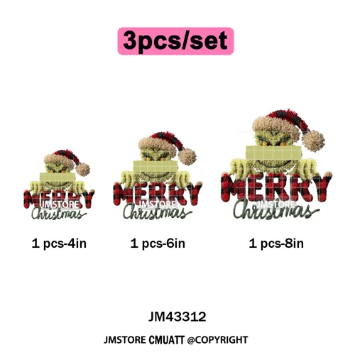 Latch Hook Faux Yarn Cartoon Movie Friends Merry Christmas Iron on Washable DTF Transfers Stickers Ready to Press for Textiles