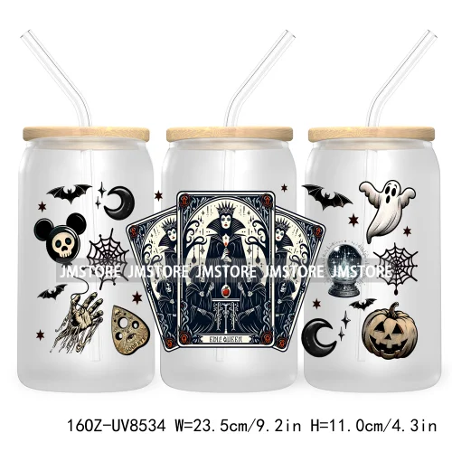 Horror Characters Tarot Card Halloween UV DTF Sticker For 16OZ Libbey Glass Cup Can Wrap Transfer Stickers Custom Label DIY Logo