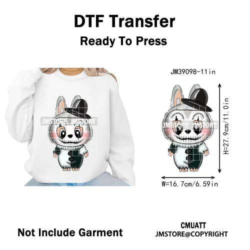 Horror Movie Character Cartoon Dolls Halloween Printing Iron on DTF Washable Transfers Stickers Ready to Press for Clothes Bags