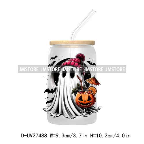 Cute Ghost Stay Spooky Halloween Pumpkin UV DTF Transfer Stickers Decals For Libbey Cold Cups Mugs Tumbler Waterproof Craft Boo