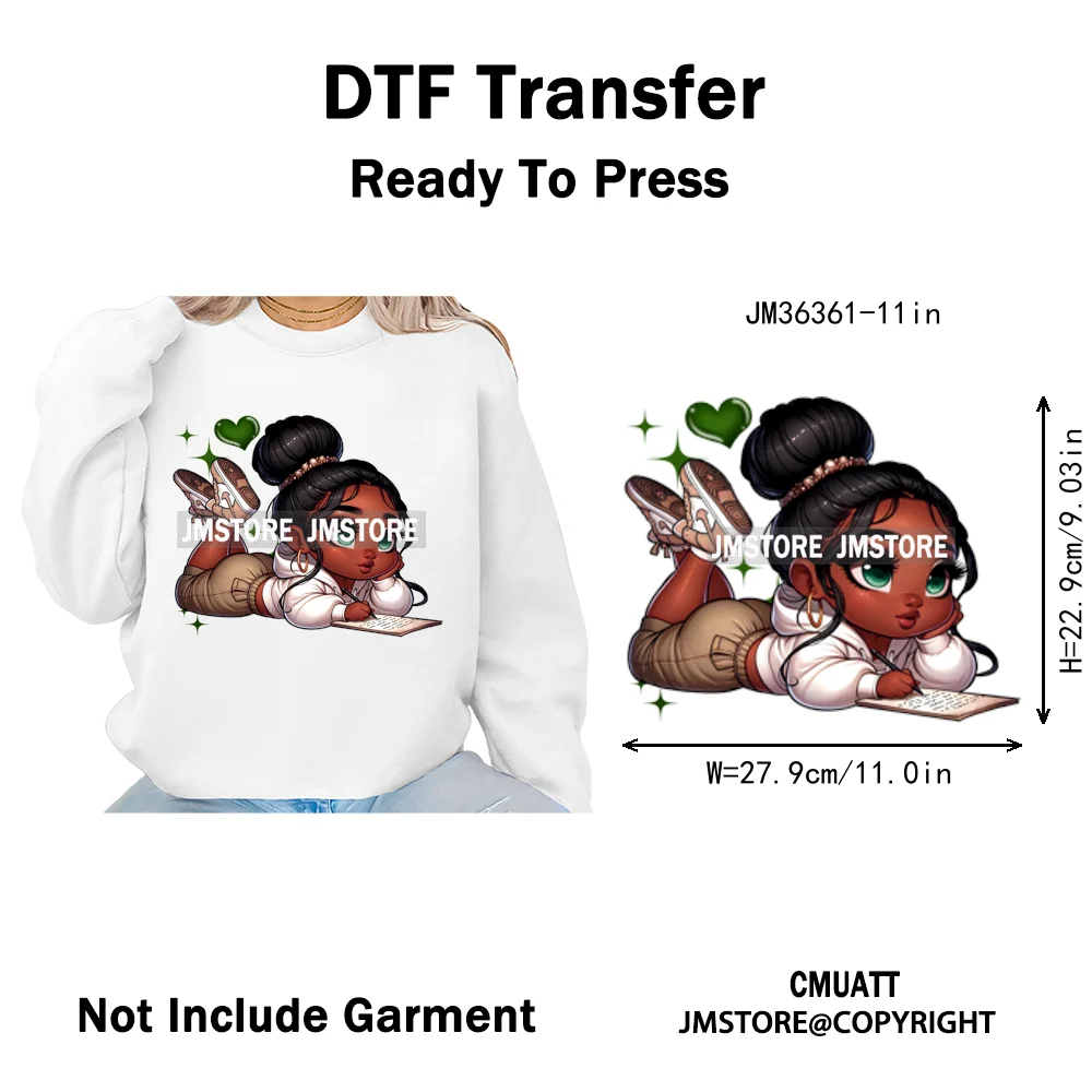 Fashion School Princess Cartoon Girls Learning Love Designs Iron on DTF Thermal Transfers Stickers Ready to Press for Clothing