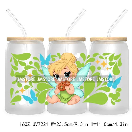 Cartoon Baby Princess Best Friends 16OZ UV DTF Cup Wrap Transfers Stickers For Libbey Glass Can Cups Tumbler Waterproof Labels