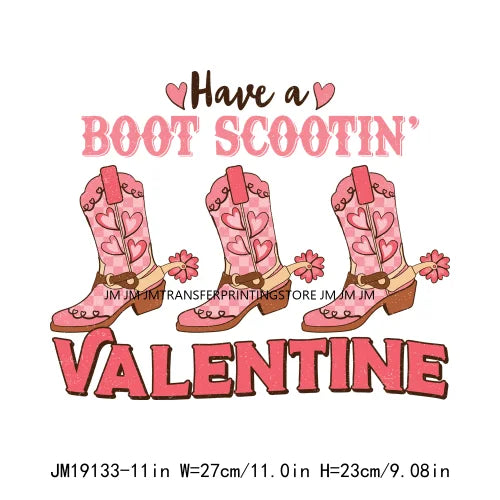 Retro Distressed Western Cowboy Horse Boot Scootin Valentines Day Howday Honey Couple Iron On DTF Transfer Stickers For Clothing