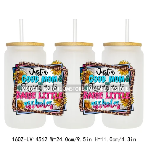 Howdy Western Mama Cowhide UV DTF Wraps Transfer Sticker Selfadhesive Waterproof High Quality For 16OZ Libbey Glass Can Tumbler