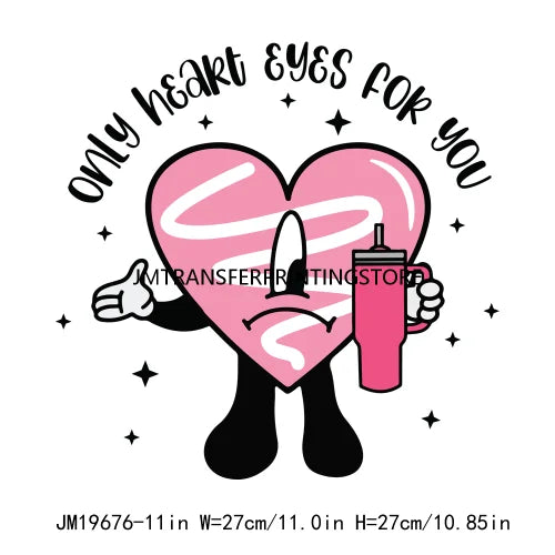 Valentine Heart Stanley Inspired Holiday Love DTF Transfer Iron On Heat Press Sticker For Tshirt