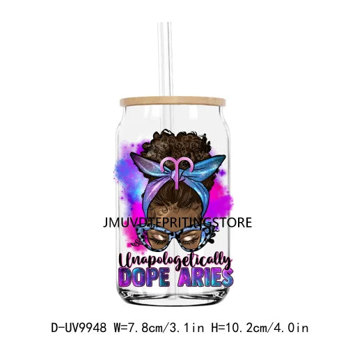 Constellation Afro Women UV DTF Transfers Stickers Decals For Libbey Cold Cups Mugs Tumbler Waterproof DIY Logo Zodiac Messy Bun