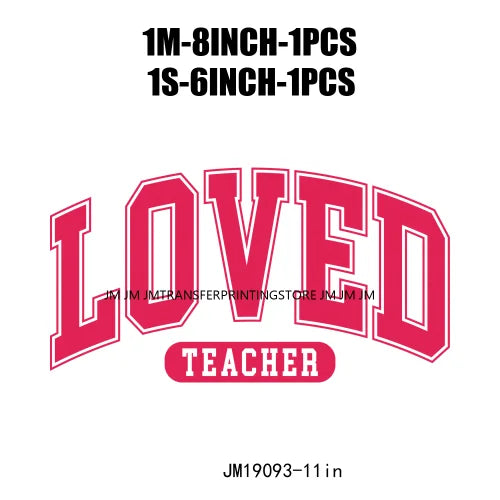 Retro Distressed Loved Teacher Mama Valentine Teaching Sweetheart DTF Heat Transfer Stickers Printing Ready To Press For Clothes