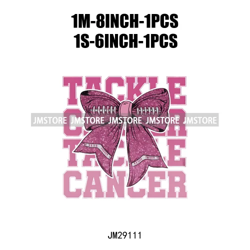 In October We Wear Pink Coquette Football Pink Out Breast Cancer Iron On DTF Transfer Stickers Ready To Press For Clothes Bags