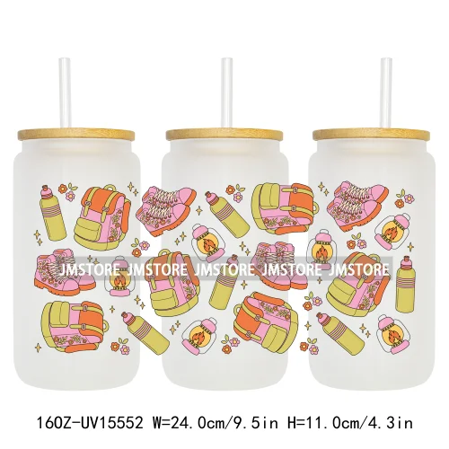 Summer Trip Girly Camping UV DTF Stickers Ready to Transfer Cup Wrap Custom Labels DIY Craft For Libbey Glass Can Mug Tumbler