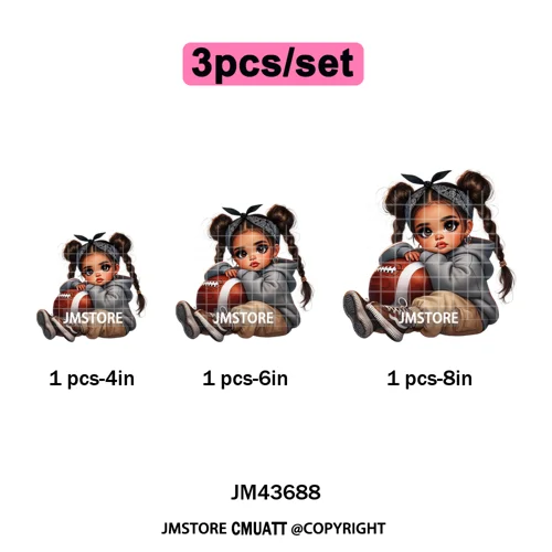 Latina Football Mexican Baby Girls Sports Lover Game Day Iron on Washable DTF Heat Transfers Stickers Ready to Press for Hoodies