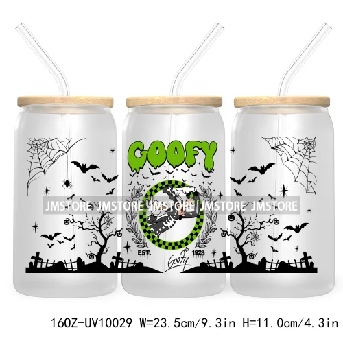 Mouse And Friends Halloween 16OZ UV DTF Cup Wrap Transfer Stickers Custom Labels Cartoon Spooky Season Bat For Libbey Glass Can