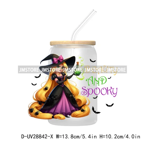 Cartoon Princess Couple Halloween Double Trouble UV DTF Transfer Stickers Decals For Libbey Cold Cup Mug Tumbler Waterproof Logo