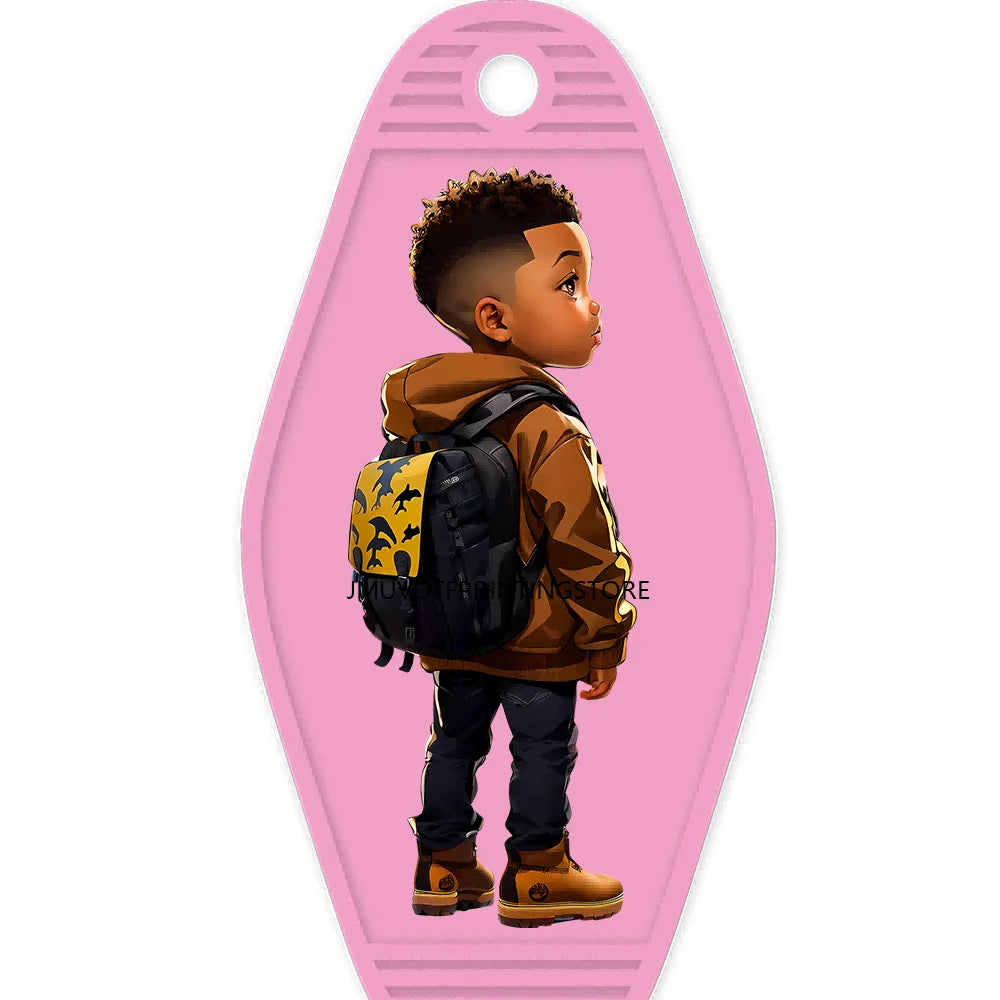 Cool Afro Boy Prince Magic High Quality WaterProof UV DTF Sticker For Motel Hotel Keychain Fashion Black Kids