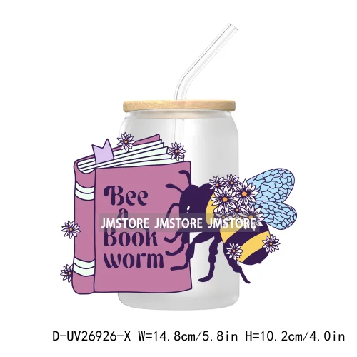 Bee A Book Warm 16OZ UV DTF Cup Wrap Transfer Stickers Custom Labels Waterproof Logo For Libbey Glass Can Motivational Saying