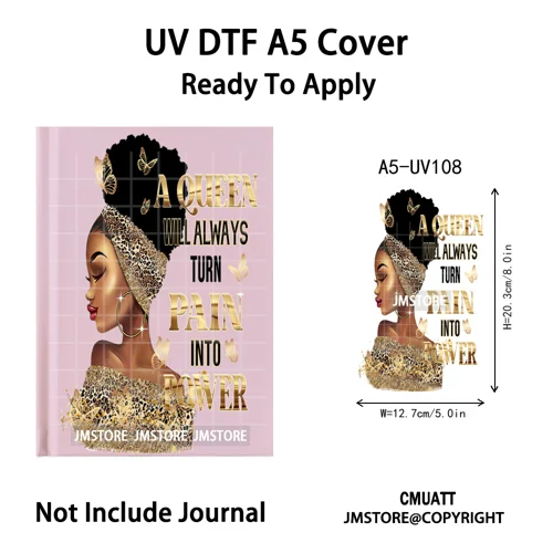 Floral Butterfly Black Girl Religious A5 Notebook UV DTF Wraps Ready To Apply Custom Transfer Stickers Decals For Journal Cover