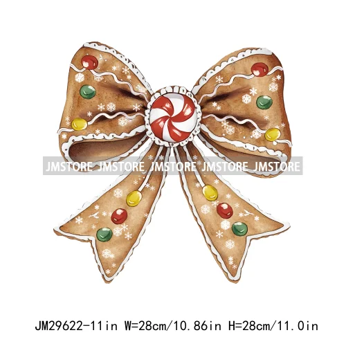 Gingerbread Reindeer Red Coquette Bow Girly Christmas Vibes Iron On DTF Transfers Stickers Ready To Press For Sweatshirt Bags