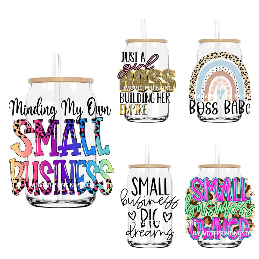 Small Business Owner UV DTF Transfers Stickers Decals For Libbey Cold Cups Mugs Tumbler Waterproof DIY Logo Entrepreneur Quotes