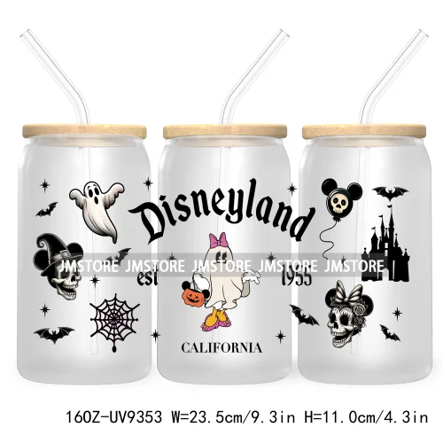 Halloween Mouse And Friends UV DTF Sticker For 16OZ Libbey Glass Cup Can Wrap Transfer Stickers Custom Labels Logo Spooky Vibes