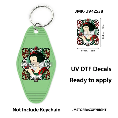 Trendy Christmas Cartoon UV DTF Keychain Wraps Ready To Apply Waterproof High Quality DIY Craft Decals For Hotel Motel Keychain