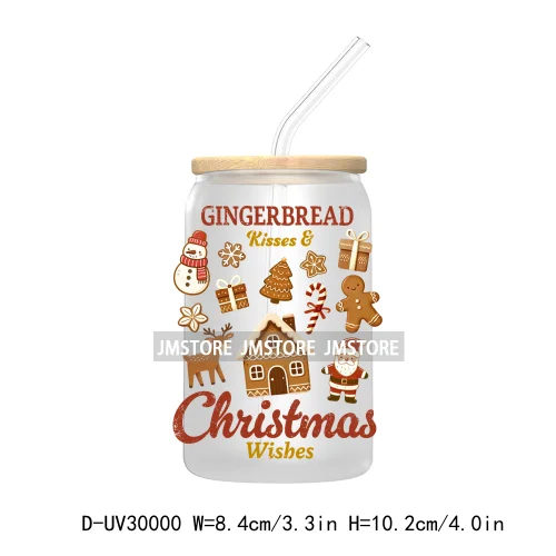 Christmas Cookie Baking Crew Gingerbread Man UV DTF Transfer Sticker Decal For Libbey Cold Cup Mug Tumbler Jesus Christmas Cross