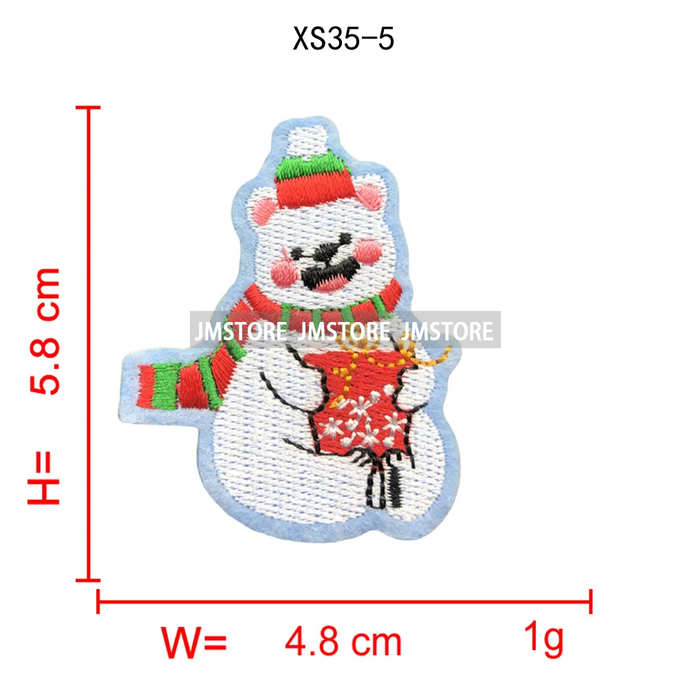Sweet Christmas Small Size Snowman Santa Cozy Animal Xmas Holiday Gifts Kids Embroidery Appliques Iron on Patches for Clothing