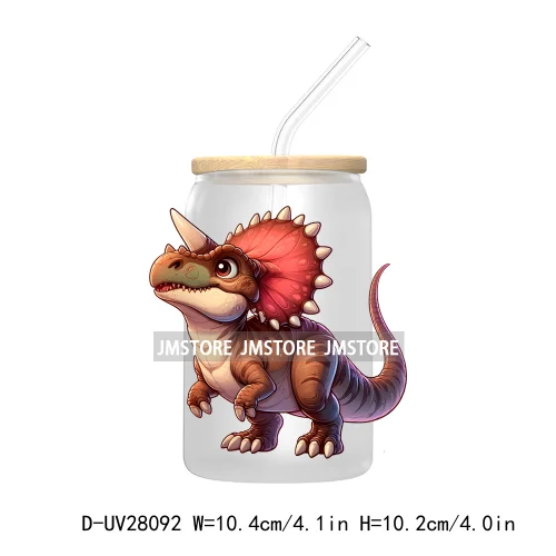 Cute Baby Dinosaur Kids Gift UV DTF Transfer Stickers Decals For Libbey Cold Cups Mugs Tumbler Waterproof Craft Cartoon Animals