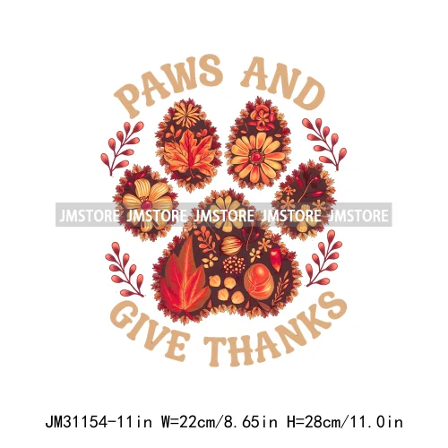 Dog Cat Pets Mom Christmas Season Merry Woofmas Paws And Give Thanks Iron On DTF Transfer Stickers Ready To Press For Sweatshirt