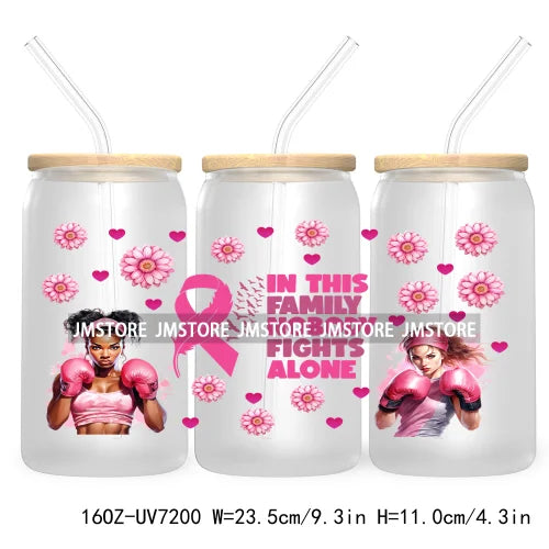 Peace Love Cure Breast Cancer Awareness Pink 16OZ UV DTF Cup Wrap Transfer Stickers For Libbey Glass Can Cups Tumbler October