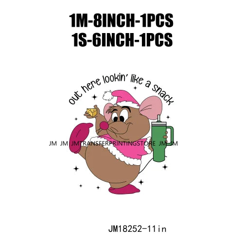 Funny Mouse Princess Christmas Designs Looking Like A Snack Gus Christmas Heat Transfer Stickers Ready To Press For Clothes Bags