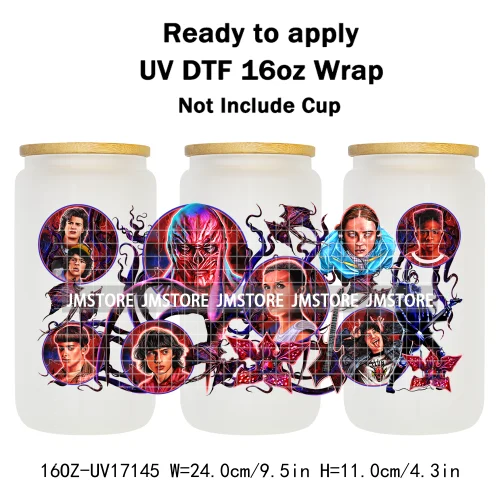 Halloween Horror Movies Mom Messy Bun UV DTF Stickers Ready To Apply Cup Wrap Custom Labels DIY Craft For 16OZ Libbey Can Glass