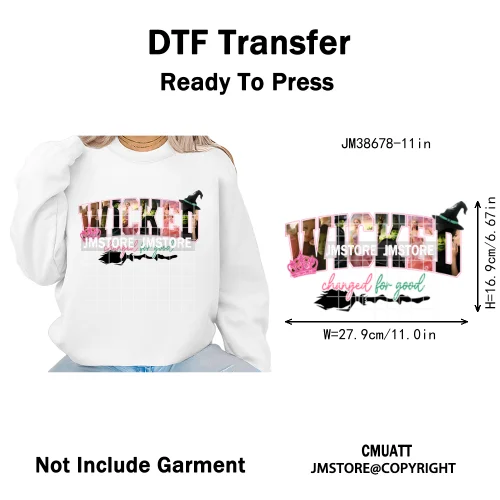 In My Witch Era Pink Goes With Green Coquette Bow Magic Broom Iron on DTF Washable Transfers Stickers Ready to Press for Textile