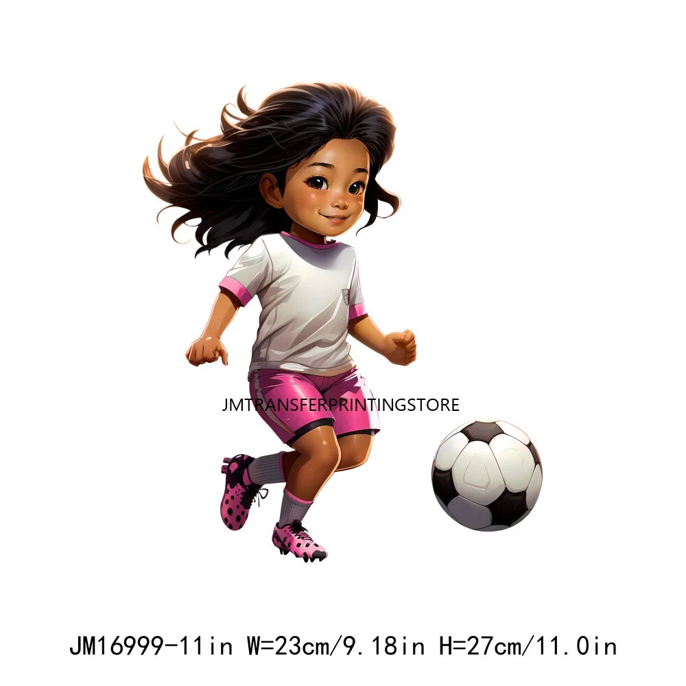 Afro Cut Sport Girl Football Baseball Sticker Heat Press American Afro Sport Kids DTF Transfers For Bags Hoodies