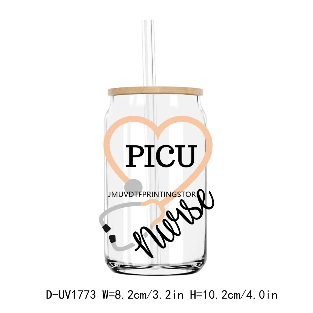 Medical NICU Nurse UV DTF Transfers Stickers Decals For Libbey Cold Cups Mugs Tumbler Pharmacist Life Waterproof DIY Craft