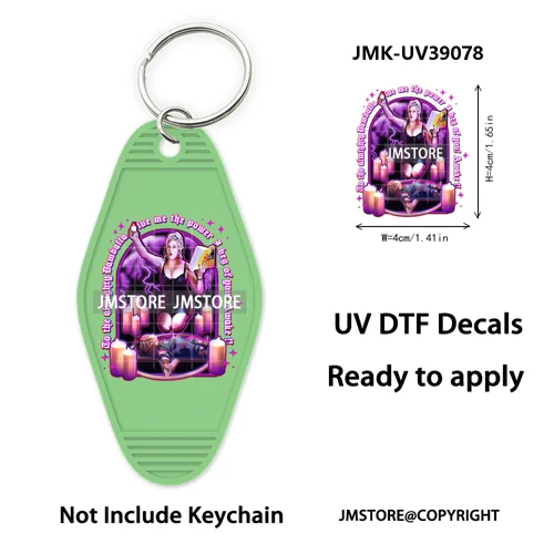 Halloween Horror Movies Witch Girl UV DTF Motel Keychain Decal Ready To Ship Durable Transfer Stickers Prints For Hotel Keychain