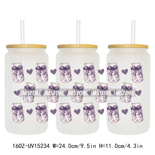 Coquette Soda Can Fruit Drink 16OZ UV DTF Cup Wraps Ready To Apply Waterproof Transfer Stickers For Libbey Glass Can Tumblers