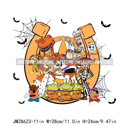 Happy Halloween Cartoon Animal Character Spooky Vibes Trick Or Treat Iron On DTF Transfer Stickers Ready To Press For Sweatshirt