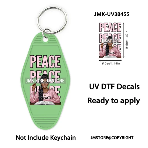 Afro Girls Faith Religious Christian UV DTF Motel Keychain Wraps Ready To Apply Waterproof High Quality Hotel Keychain Decals