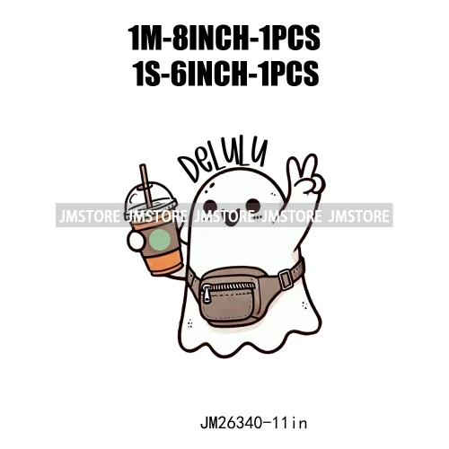 Funny Halloween Ghost Boogie Trick Or Treat Stay Spooky Printing Design DTF Iron On Transfer Stickers Ready To Press For Clothes