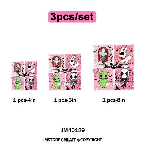 Halloween Horror Party Cartoon Friends Nightmare Spooky Vibes Iron on DTF Washable Transfers Stickers Ready to Press for Clothes