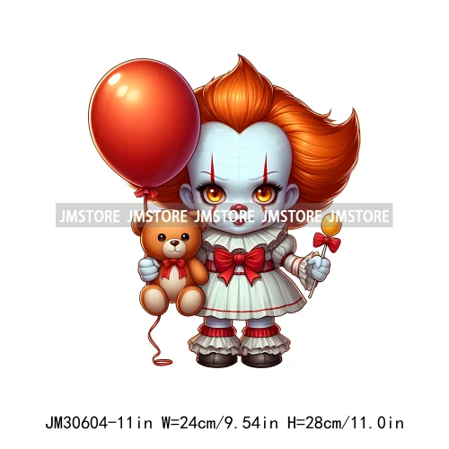 Cartoon Spooky Vibes Halloween Killer Baby Character Iron On DTF Transfers Stickers Ready To Press For T-shirts