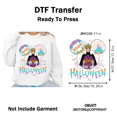 Waiting For Halloween Coquette Bad Girls Friends Wicty Logos Iron on DTF Washable Transfers Stickers Ready to Press for Clothing