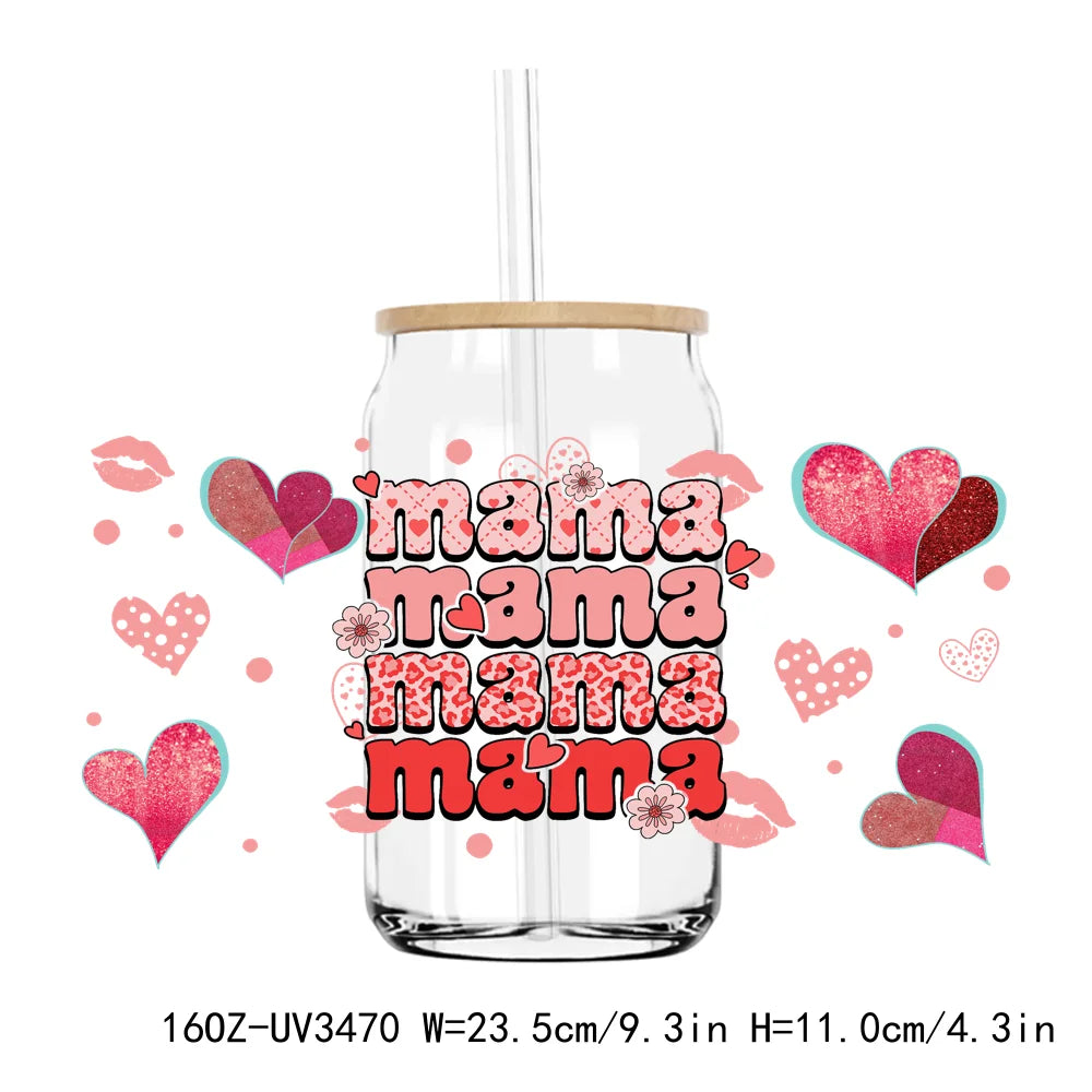 Love Jesus Valentine's Day 16OZ UV DTF Cup Wrap Transfers Stickers Mama Custom Label DIY Waterproof Logo For Libbey Glass Can