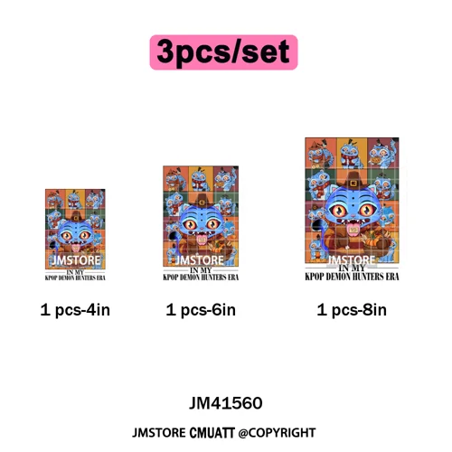 Cute Blue Tiger Idol Group Characters Kpop Halloween Pumpkin Iron on DTF Washable Transfers Stickers Ready to Press for Textile
