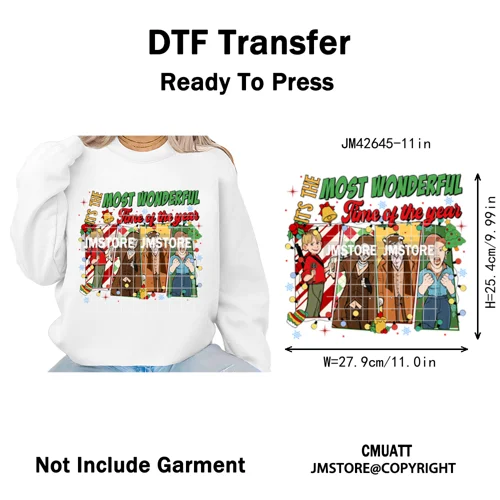 Retro Coquette Bows Holiday Christmas Movie Cartoon Kids Lover Iron on DTF Washable Transfer Stickers Ready to Press for Garment