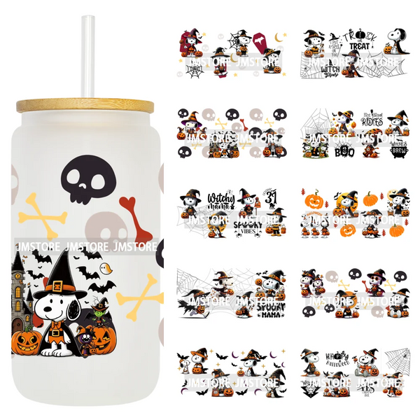 Halloween Witch Cartoon Skulls Boo Ghouls UV DTF Stickers Ready To Transfer Cup Wrap Custom Labels For Libbey Can Glass Tumbler