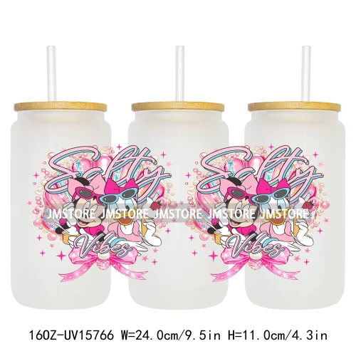 Retro Cartoon Western Summer Vibes UV DTF Cup Wraps Ready To Apply Waterproof Transfer Stickers For 16OZ Libbey Glass Can Mugs