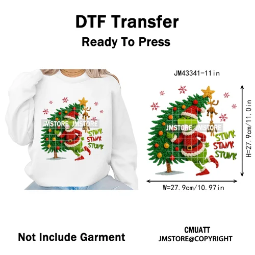 Latch Hook Faux Yarn Cartoon Movie Friends Merry Christmas Iron on Washable DTF Transfers Stickers Ready to Press for Textiles